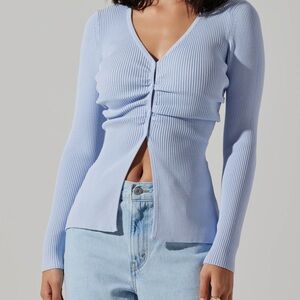 ASTR the label powder blue shirt/cardigan . New with tags